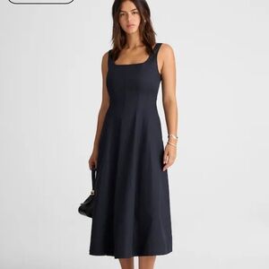 Madewell Navy Square Neck Midi Dress